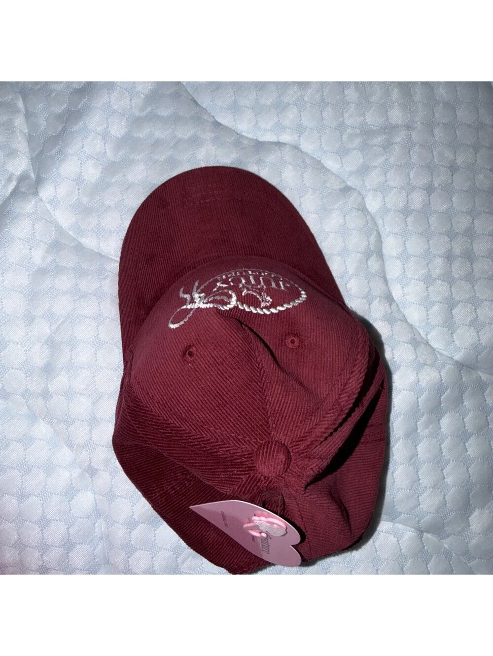 Juicy Couture Corduroy Baseball Hat NWT Maroon Red Embroidered Logo Cap Y2K